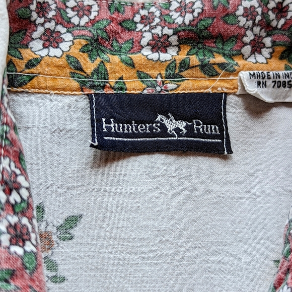 Hunters Run Tropical Shirt Medium White Red - Picture 5 of 13